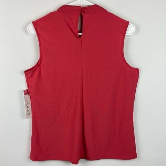 Luxology Blouse Womens Large Red Coral Sleeveless Top Casual Top - Picture 2 of 6